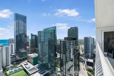 a view of a city skyline with tall buildings at Exclusivity & Relaxation Offered By Our Condo in Miami