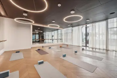 a large room with yoga mats on the floor at Stunning Lux 2 Bed 2 Bath with Panoramic View from Balcony in Miami