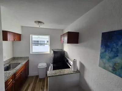 a small kitchen with a sink and a microwave at Cozy Place Near Design District - 4 in Miami