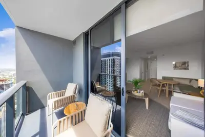 an apartment balcony with a view of a living room at Upscale 1-BD Condo in DTW Miami - City Views in Miami