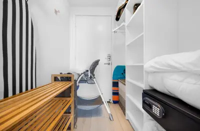 a small bedroom with a bed and a desk at High-End Apartment in a Luxury Resort with Gorgeous Amenities in Hollywood