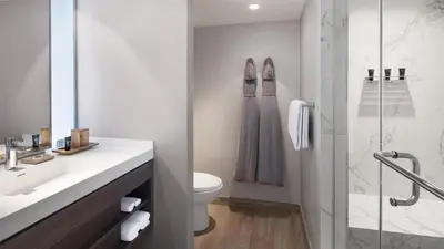 a bathroom with a sink and a toilet and a shower at Hyatt Centric South Beach Miami in Miami Beach