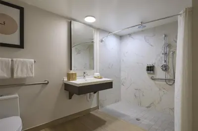 a bathroom with a sink and a shower at Hyatt Centric South Beach Miami in Miami Beach