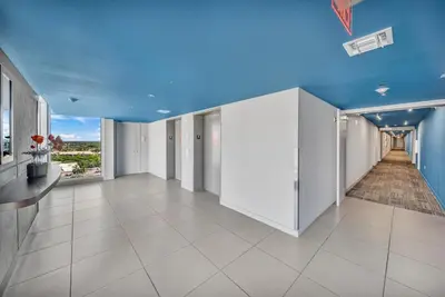 an empty room with a blue ceiling and white walls at Charming 2 Bedroom Apt with Pool & Beach Service 2808 in Hallandale Beach
