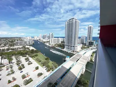 a view of a city with a river and buildings at Near Aventura Mall 2B 2B with beach and pool 2403 in Hallandale Beach
