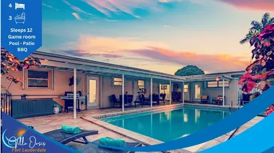a picture of a house with a swimming pool at Sleeps 12 Private Pool & Gameroom near Casino, Beaches & Hard Rock Stadium in Hollywood