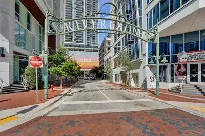 an empty street in a city with a do not enter sign at Eden Escape Walk to FLT Beach 1206 in Fort Lauderdale