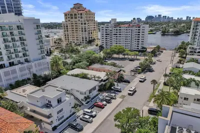 an aerial view of a city street with buildings at Eden Escape 1 BR 2202 Walk to FLT Beach in Fort Lauderdale