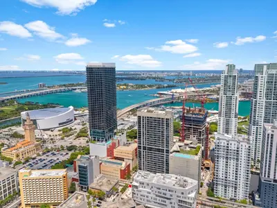an aerial view of a city with skyscrapers at Miami Luxury Suite Infinity Pool in Miami