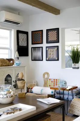 a living room with a table and a fireplace at Stunning, Modern and Quiet Beach House in Hollywood