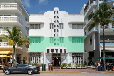 a car parked in front of a hotel at Oceanfront Oasis 2-BR Apartment on Ocean Drive in Miami Beach