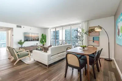a living room with a couch and a table at Brickell 2 bedroom condo in the heart of Miami in Miami