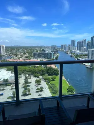 a view of a river from a balcony at Oceanview studio with Pool & Beach in Hallandale Beach