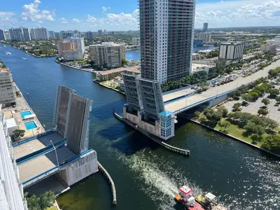 an aerial view of a river with a bridge at Best Apartment next to Hollywood Beach 2B 2B in Hollywood