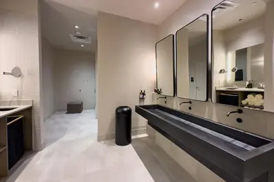 a bathroom with a sink and a large mirror at 4513 a 1-Bedroom Apt with Pool and Gym next to Kaseya Center in Miami