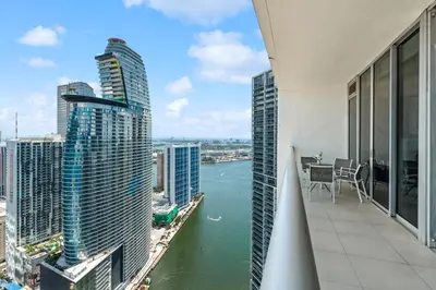 a view from the balcony of a high rise building at Apartment on the Highest Floor - Icon Brickell 3 in Miami