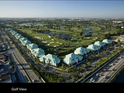 an aerial view of a resort with a golf course at Provident Doral at The Blue in Miami