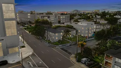 an aerial view of a city with buildings and a street at Little Havana 2BR – Near Brickell Midtown in Miami