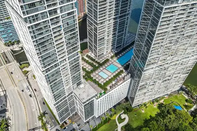 an overhead view of tall buildings in a city at Brickell Nights, Icon Lights 1BR Luxe Stay in Miami