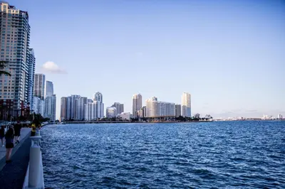 a large body of water with a city in the background at 2bedroom ocean views brickell free parking in Miami