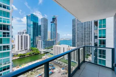 a balcony with a view of the city at Exclusive, Amazing, Bright and Spacious at Brickell in Miami