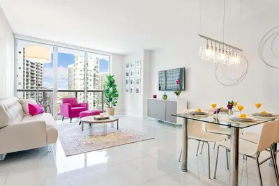 a living room with a couch and a table at MVR - Best Views in Brickell in Miami