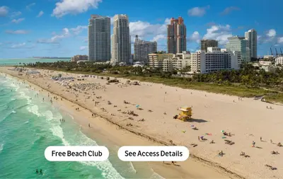 a beach with people and the ocean and a city at MVR - Best Views in Downtown - Walk Everywhere in Miami