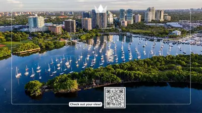 an aerial view of a city with boats in the water at MVR Suite in Grove-s Best-Kept Secret in Miami