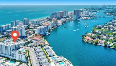 an aerial view of a city with a harbor at Tiffany Shoreline - PH Floor, Ocean View, Walk to beach in Fort Lauderdale