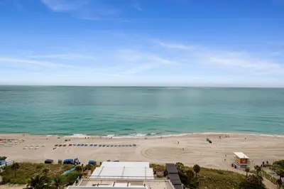 an aerial view of a beach and the ocean at Cosy 1 Bedroom Breathtaking Ocean Views at LYFE Resort in Hollywood