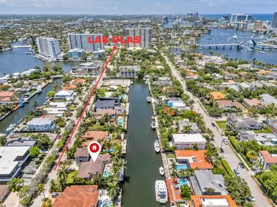 an aerial view of a marina with condos at Villa Marea - Heated Pool Spa & Water Views in Fort Lauderdale
