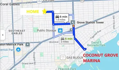a map of the approximate location of a crime scene at Walk To Coral Gables | SLEEP 8| Free BEACH Package in Miami