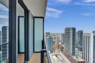 a balcony with a view of the city at 2304 Luxury Miami Studio Stunning Bay View in Miami