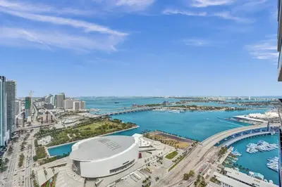 a view of the city and the ocean at 2304 Luxury Miami Studio Stunning Bay View in Miami