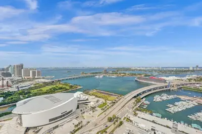 a view of a marina with boats in the water at Miami Lux 1BR 37th Floor Bay City Views in Miami