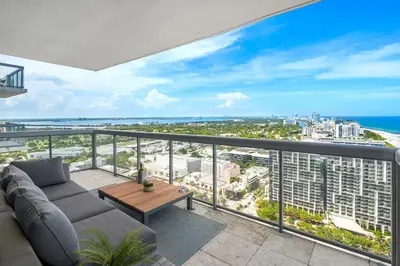 a view of the ocean from the balcony of a apartment at Oceanview Private Penthouse at The Setai - 3803 in Miami Beach