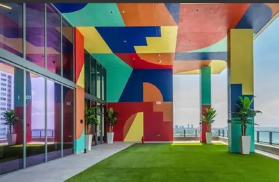 a colorful mural on the side of a building at Downtown Miami Luxury Condo apartment in Miami