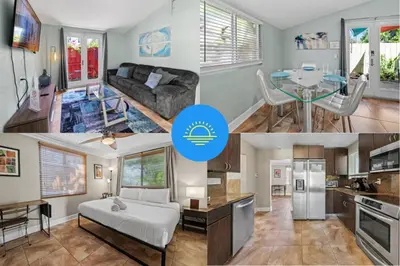 a collage of photos of a kitchen and a living room at Prime Location – Walkable to Wilton Drive in Fort Lauderdale