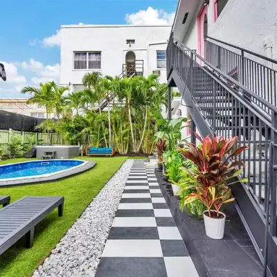 The Pink Palm Little Havana Pool & Hot Tub