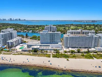 an aerial view of the beach and buildings at 530 - Miami Beach Large studio Ocean View in Miami Beach