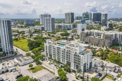 an aerial view of a city with tall buildings at Modern 1BR Apt In Edgewater Free Parking in Miami
