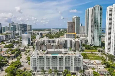 a view of a city with tall buildings at Modern 1BR Apt In Edgewater Free Parking in Miami