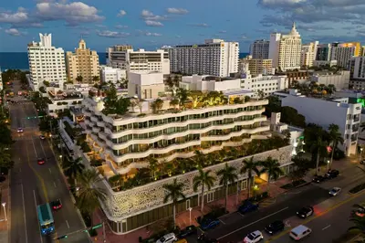 an aerial view of a city with a large building at UNFRAMED Miami Beach, Autograph Collection in Miami Beach