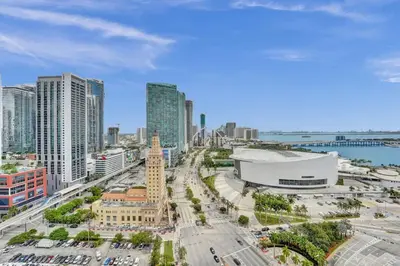 an aerial view of a city with tall buildings at Miami 3BR Retreat City and Bay Views in Miami
