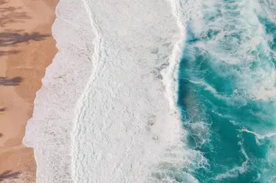 an overhead view of the ocean and the beach at Ocean Drive Studio with Rooftop Pool Prime Location in Miami Beach