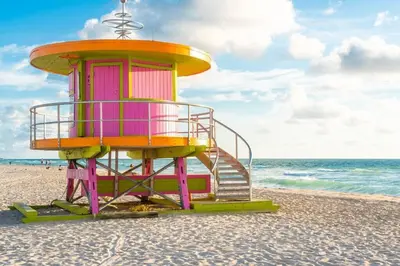 a life guard station on the beach at Ocean Drive Studio with Rooftop Pool Prime Location in Miami Beach