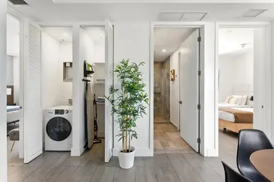 a apartment with a plant in a room at SoBe 2 Bedroom Near Ocean Drive in Miami Beach
