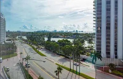 a view of a city with a river and buildings at UNIT #908 Castle Beach Club Condominium in Miami Beach
