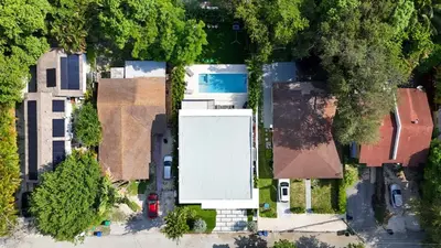 an overhead view of a house with a large billboard at Absolut Luxe 5 Bed Villa with Pool- Great for Group in North Miami Beach