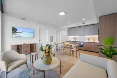 a living room with a couch and a table at NOK Fantastic 1 BR Den in Miami in Miami Beach